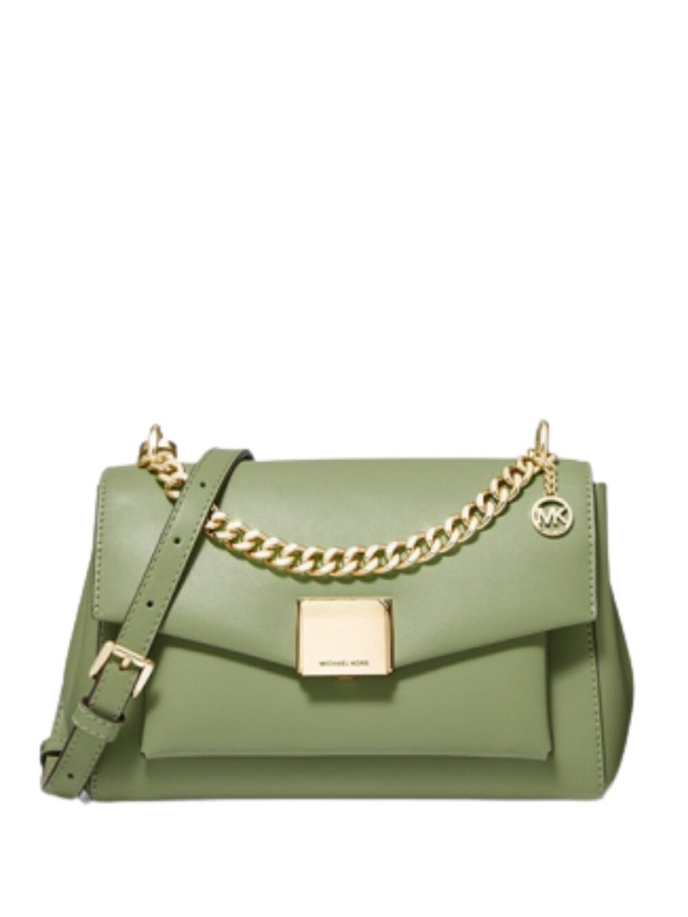 NWT MICHAEL KORS LITA MEDIUM LEATHER CROSSBODY BAG Light Sage Green